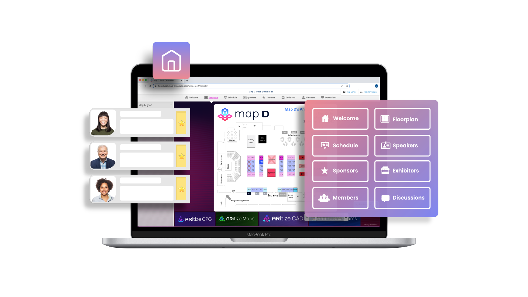 Interactive floor plan builder interface with drag-and-drop booth management